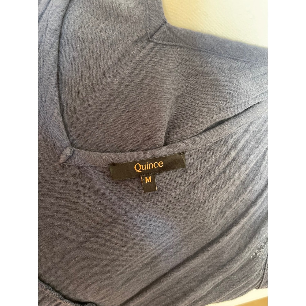 Quince 100% Organic Cotton Gauze Tiered Maxi Dress Indigo Blue Medium - Picture 8 of 10